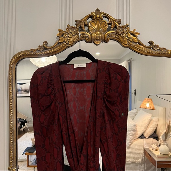 ALC red snakeskin silk wrap dress, never been worn - Picture 3 of 7